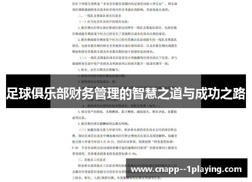 足球俱乐部财务管理的智慧之道与成功之路