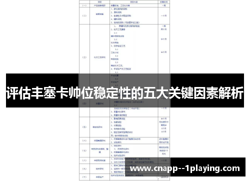 评估丰塞卡帅位稳定性的五大关键因素解析