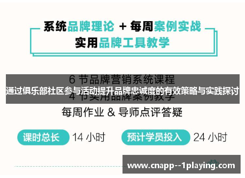 通过俱乐部社区参与活动提升品牌忠诚度的有效策略与实践探讨