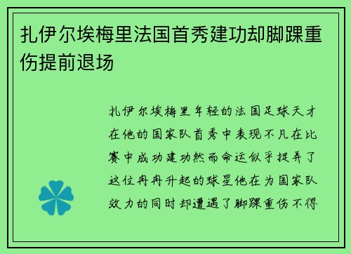 扎伊尔埃梅里法国首秀建功却脚踝重伤提前退场